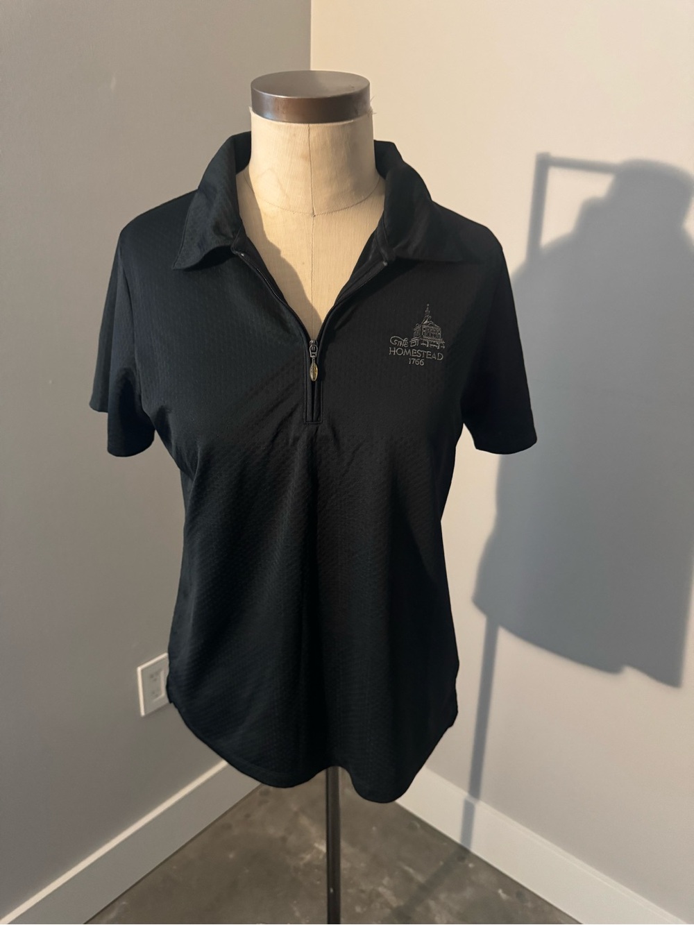 Under Armour Black Short Sleeve Zip Polo with Homestead Logo
